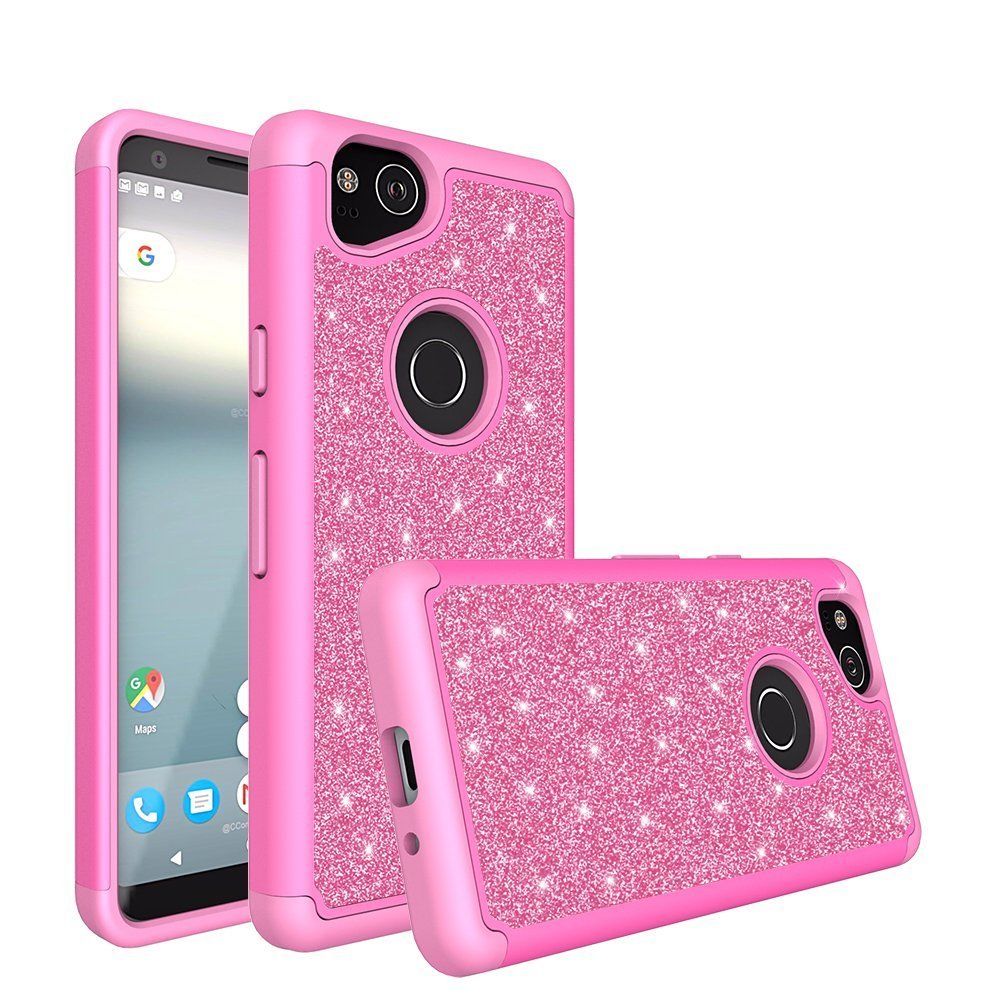 for 6" Google Pixel 2 XL pixel2xl Case Phone Case Glitter Shock proof Edge Scratch Shield Hybrid Layers Bumper Slim Cover & Screen Film Pink - image 4 of 4
