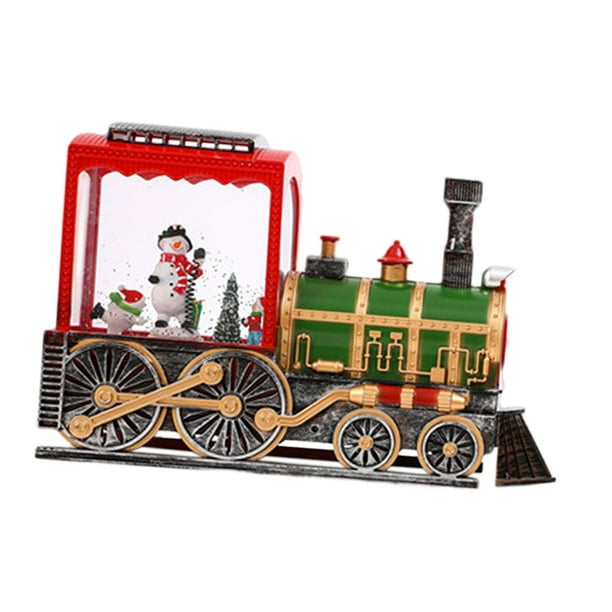 Tren navideño musical iluminado con forma de bola de nieve para fiestas de oficina Muñeco de nieve giratorio