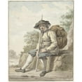 thumbnail image 3 of Jacob van Strij 15x18 Black Modern Framed Museum Art Print Titled - Sitting Man with a Knapsack and a Stick (1784), 3 of 5
