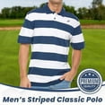 thumbnail image 2 of BAAZ Men's Striped Cotton Pique Polo, Navy-White, XX-Large, 2 of 6