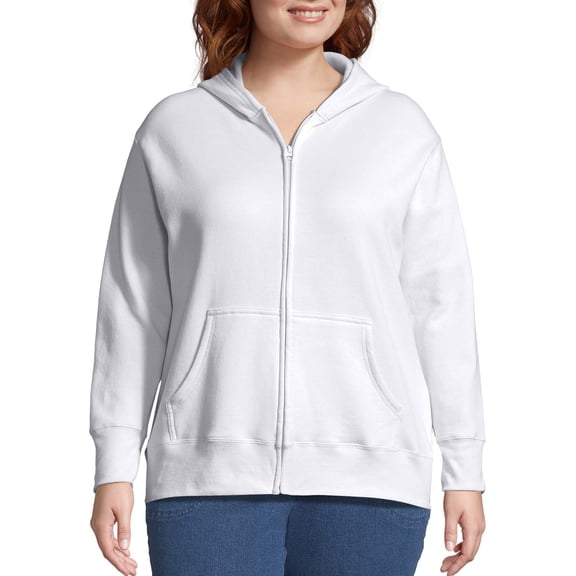 JMS by Hanes Women's Plus Size Fleece Zip Hood Jacket