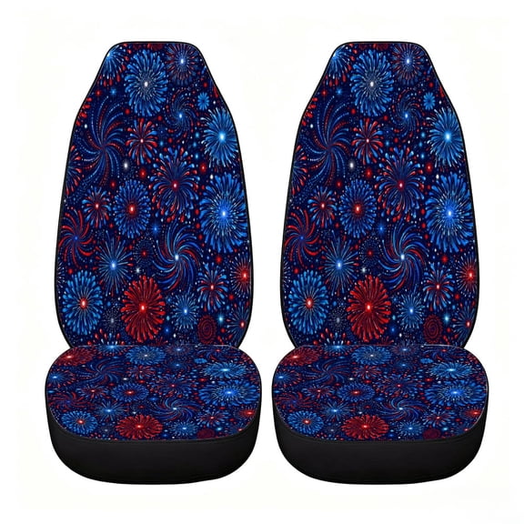 Verolix Navy Fireworks Burst Car Seat Covers, Front Seats Only Set of 2, Universal High Back Mesh Fabric Seat Covers for Cars, SUVs, Sedans and Vans