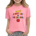 thumbnail image 5 of Juslio Girl Letter Pattern T Shirts Crew Neck Casual, Short Sleeved Tops Comfortable Breathable Shirts Sizes 2-18, 5 of 9