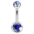 thumbnail image 3 of Belly Button Navel Rings Implant Grade Titanium Double Bezel Set Jeweled, 3 of 15