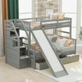 thumbnail image 2 of Twin over Full Bunk Bed with Drawers, Storage and Slide, Multifunction, Gray, 2 of 9