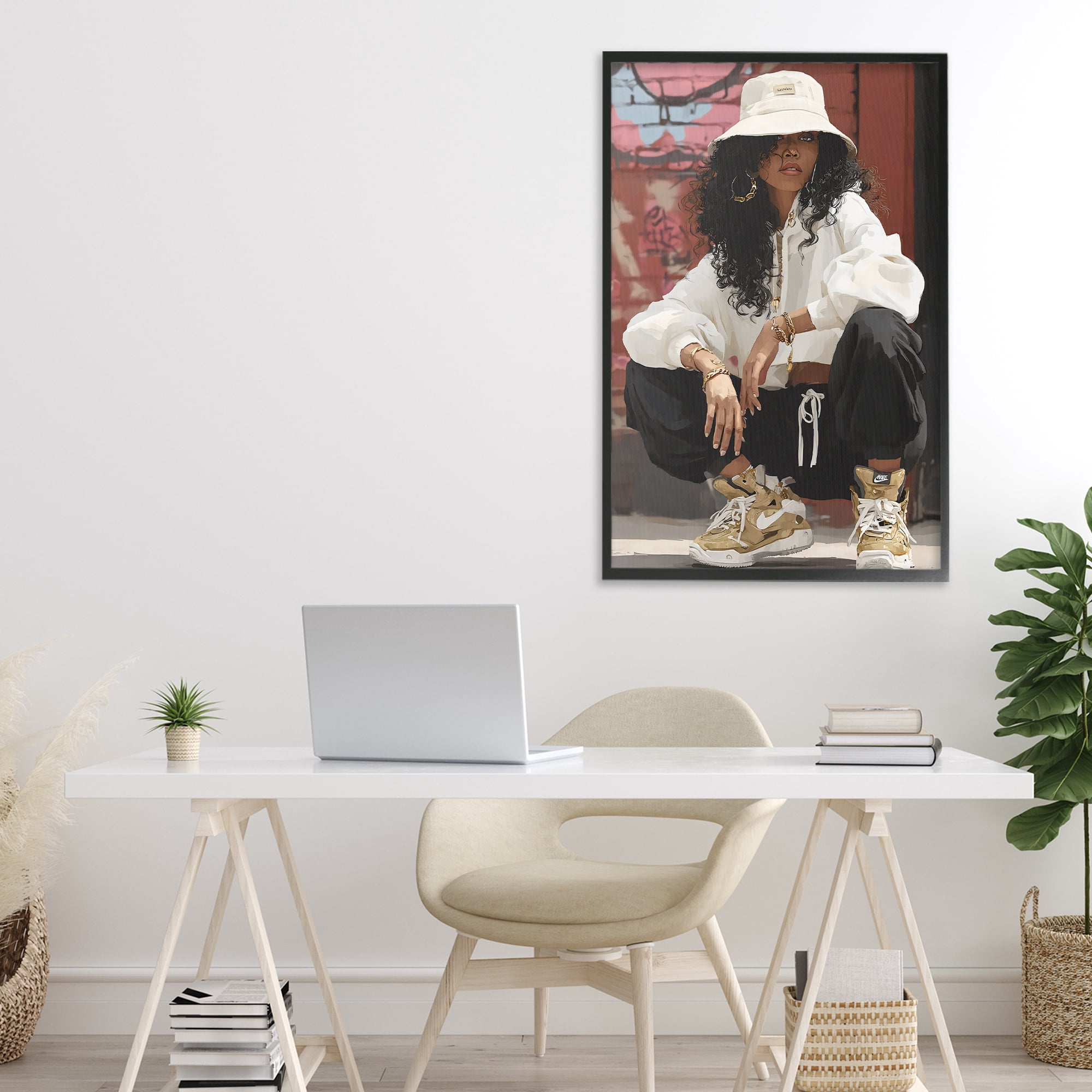 Stupell Industries Urban Streetwear Bucket Hat Black Framed Giclee Art, design by Franklyn Gregory