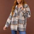 thumbnail image 6 of Autumn and Winter Plaid Jackets for Womens 2024 Plus Size Casual Plaid Turndown Button Cardigan Coat, 6 of 8