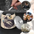 thumbnail image 4 of Yayeee Ashtray with Lid for Cigarette Smokeless Stainless Steel Home Ash Holder, Beige Record, 4 of 7