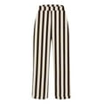 thumbnail image 4 of Outfmvch Women's Straight Leg Striped Pants Pull On Pants Pinstripe Long Palazzo Trousers Linen Clothing for Women Striped Linen Pants Women Comfy Drawstring Capri Beach Palazzo Pants Brown 1 S-3XL, 4 of 5