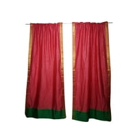 Mogul 2 Indian Handmade Silk Sari Curtain Drape Panel Window Treatment Beautiful Border Rod Pocket Home Decor 96 inch