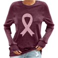 thumbnail image 2 of Homenesgenics Breast Cancer Awareness Shirts Plus Size for Women and Men Women Fashion Print Round Neck Long Sleeve T-Shirts Sweatshirts Red XL, 2 of 4