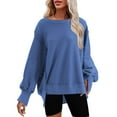 thumbnail image 3 of Crewneck Sweatshirt Women Side Slit Pullover Tops Long Sleeve Oversized Sweatshirts, 3 of 3