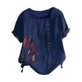 thumbnail image 4 of LYXSSBYX Clearance Plus Size Womens Shirts Women's Summer Casual Short Sleeve Flower Printing Loose Shirt Tops, 4 of 5