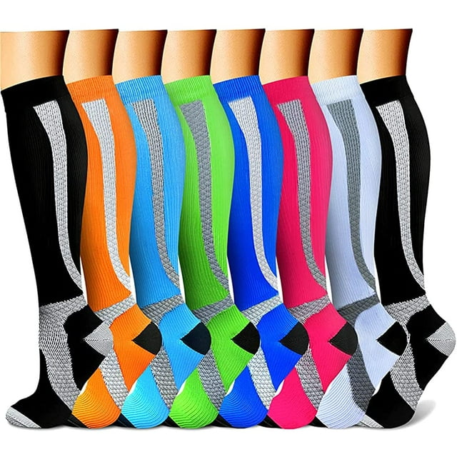 Compression Socks for Women & Men Circulation (8 Pairs)15-20 mmHg is Best Support for Athletic Running Cycling