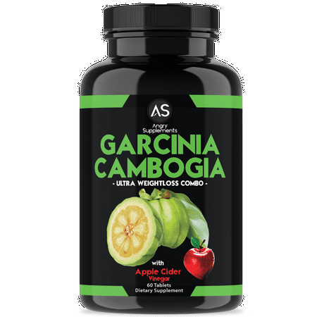 60 Caps Supplement Pills - Angry Supplements Garcinia with Apple Cider Vinegar Weight Loss Pills, 60 Ct
