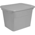 thumbnail image 2 of 18 Gal Storage Tote, Stackable Bin with Lid, Plastic Container to Organize Clothes in Closet, Basement, Gray Base and Lid, 8-Pack, 2 of 6
