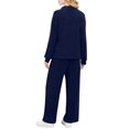 thumbnail image 5 of Wutalume Women's 2-Piece Ribbed Knit Casual Set, Comfortable Half Zip Tracksuit Top and Wide Leg Joggers, Sporty Loungewear,Navy M, 5 of 6