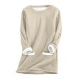 thumbnail image 5 of Bovemsi Womens Sweatshirts Winter Fleece Lined Warm Shirts For Women Casual Solid Color Long Sleeve Crewneck Thermal Top Fashion Outfits 2025 Clothes, 5 of 8