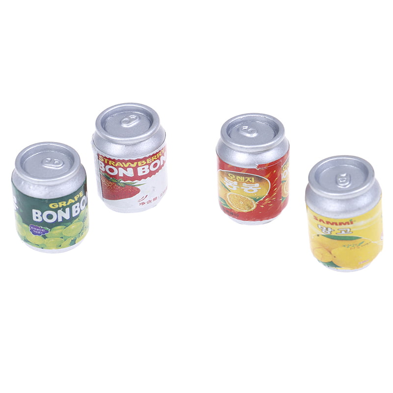 4Pcs 1:12 Dollhouse miniature drink cans doll house kitchen accessories@ 