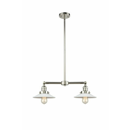 

Innovations 209-PN-G1-LED Halophane 2 Light Chandelier part of the Franklin Restoration Collection Polished Nickel
