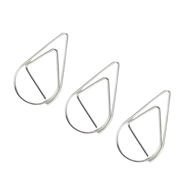 Bearachild 50 clips de papel pequeños con forma de gota de agua, abrazaderas de metal para el hogar, la oficina y la escuela, papelería simple Carpetas de archivos Plata