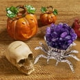thumbnail image 1 of Decoraciones de Halloween, adornos de Halloween, regalos de Halloween, cristal natural, amatista, grava, cristal blanco, decoración de escritorio, regalo de Halloween, araña de cristal único de plásti, 1 of 6