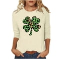 thumbnail image 2 of St. Patrick's Day Graphic T-Shirt for Women Leopard Shamrock Clover Print Crewneck Long Sleeve Loose Fit Soft Casual Holiday Party Clothes, 2 of 7