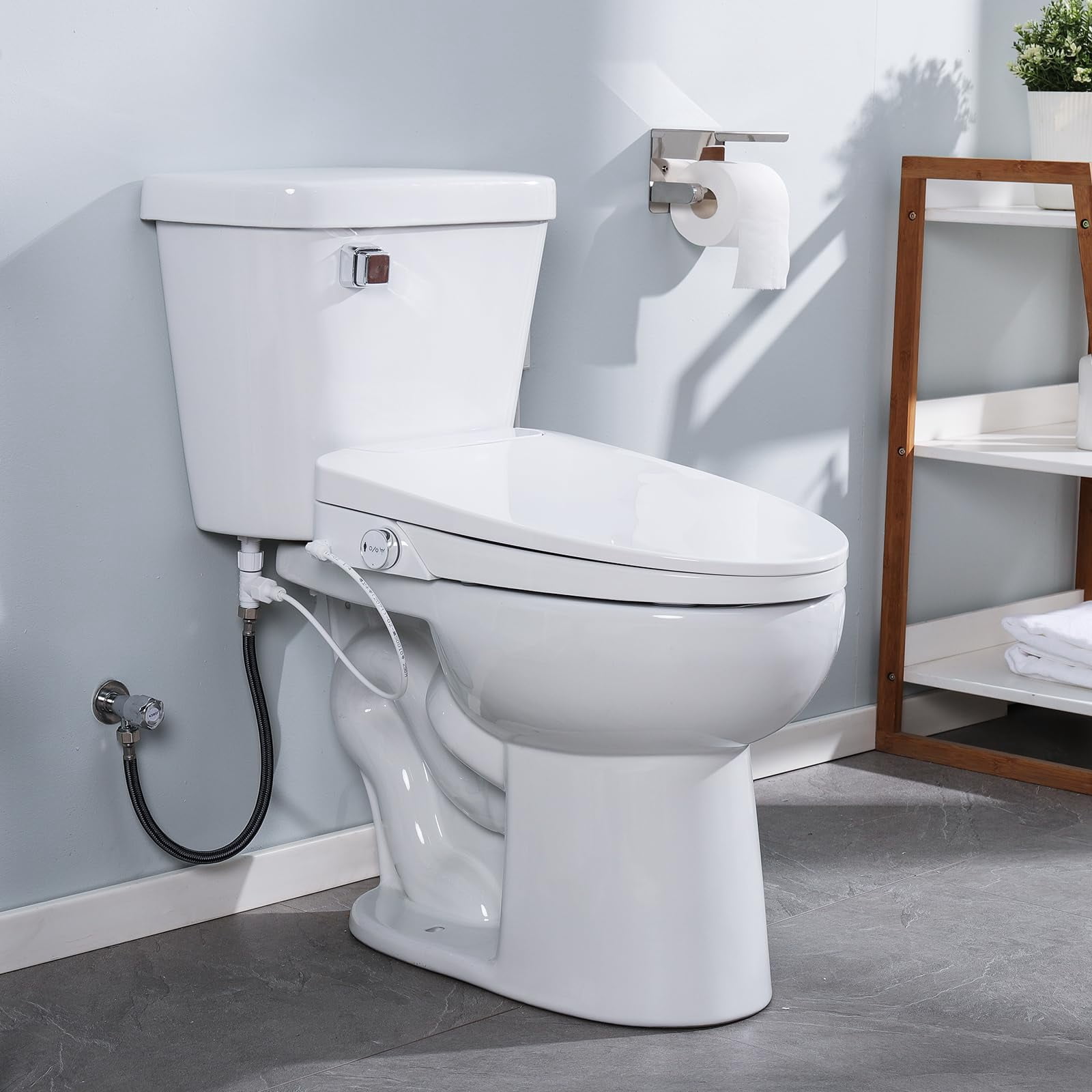 Electric Bidet Toilet Seat  Elongated Warm Water With Air Dryer Heated And Slow Close Lid Front Rear Wash Adjustable Temperature Led Nightlight Wireless Remote White 101