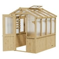 thumbnail image 3 of MeetLeisure 6.8 x 7.8 ft Solid Wood and Polycarbonate Walk-In Greenhouse, Spruce Wood Framed Hobby Greenhouse with Roof Vent, Horticultural Greenhouse with Automatic Vent Window, Natural, 3 of 19