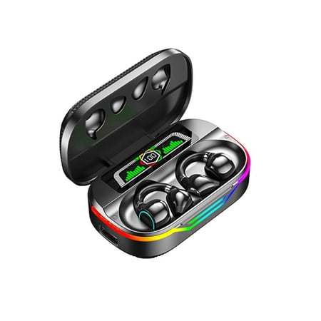 JOGZMZ Wireless Bluetooth Earphone Clip Style RGB Light Effect with Built-in 600mAh Battery and Card Insertion Support for MP3 Playback