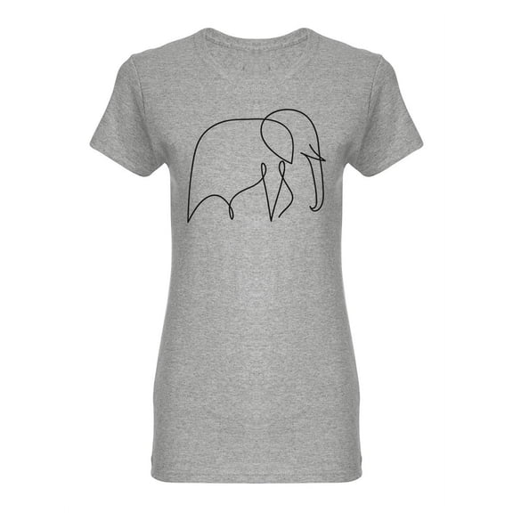 One Line Elephant Design Shaped T-Shirt Women -Image by Shutterstock, Female XX-Large