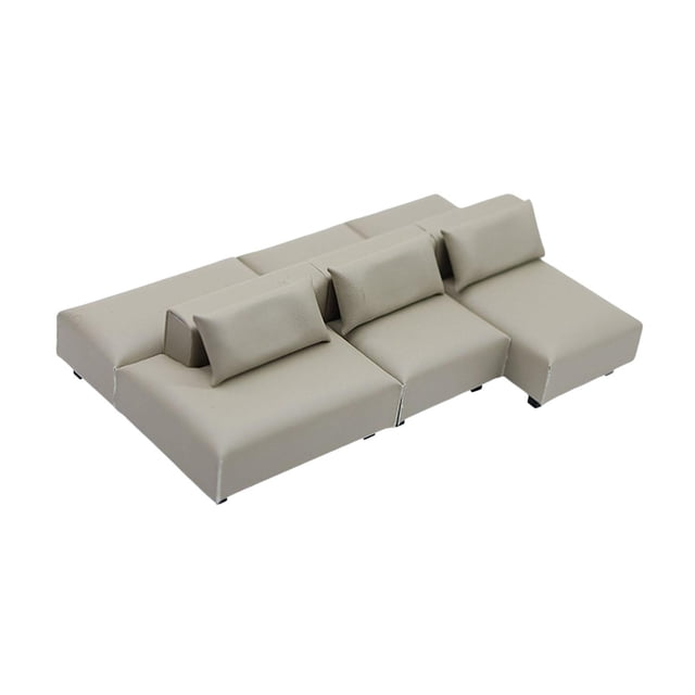 Yinanstore Dollhouse Couch Model Mini Furniture Pretend Play Classic Doll House Decor Accessories with Pillow for Life Scene Layout Gift M 2 ROWS gray