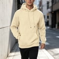 thumbnail image 6 of Fleece Hoodie Mens Plain Long Sleeve Hooded Sweatshirt Casual Basic Essential Drawstring Pullover Hoodie With Pocket Beige 2XL, 6 of 6