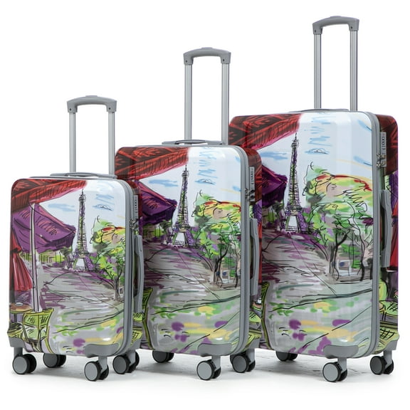 JERFIT 3-Piece Spinner Luggage Set, 20" 24" 28" Hardshell Suitcases with TSA Lock, 360° Silent Wheels, Lightweight PC Carry-On & Checked Baggage, Coffee