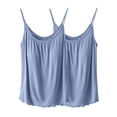 thumbnail image 2 of Puntoco Camisetas ajustadas para mujer, moda de verano para mujer, color sólido, con almohadilla en el pecho y tirantes, cuello redondo, 2 of 4