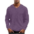 thumbnail image 2 of Ceisia Men's Long Sleeve Casual V-Neck Tee Solid Color Relaxed Fit Stretch Waffle Knit Soft Breathable Lightweight Lounge Essential Fitness Top Gifts for Father Purple 1X, 2 of 9