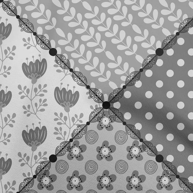 oneOone Cotton Flex Gray Fabric Florals Craft Projects Decor Fabric Printed By The Yard 40 Inch Wide