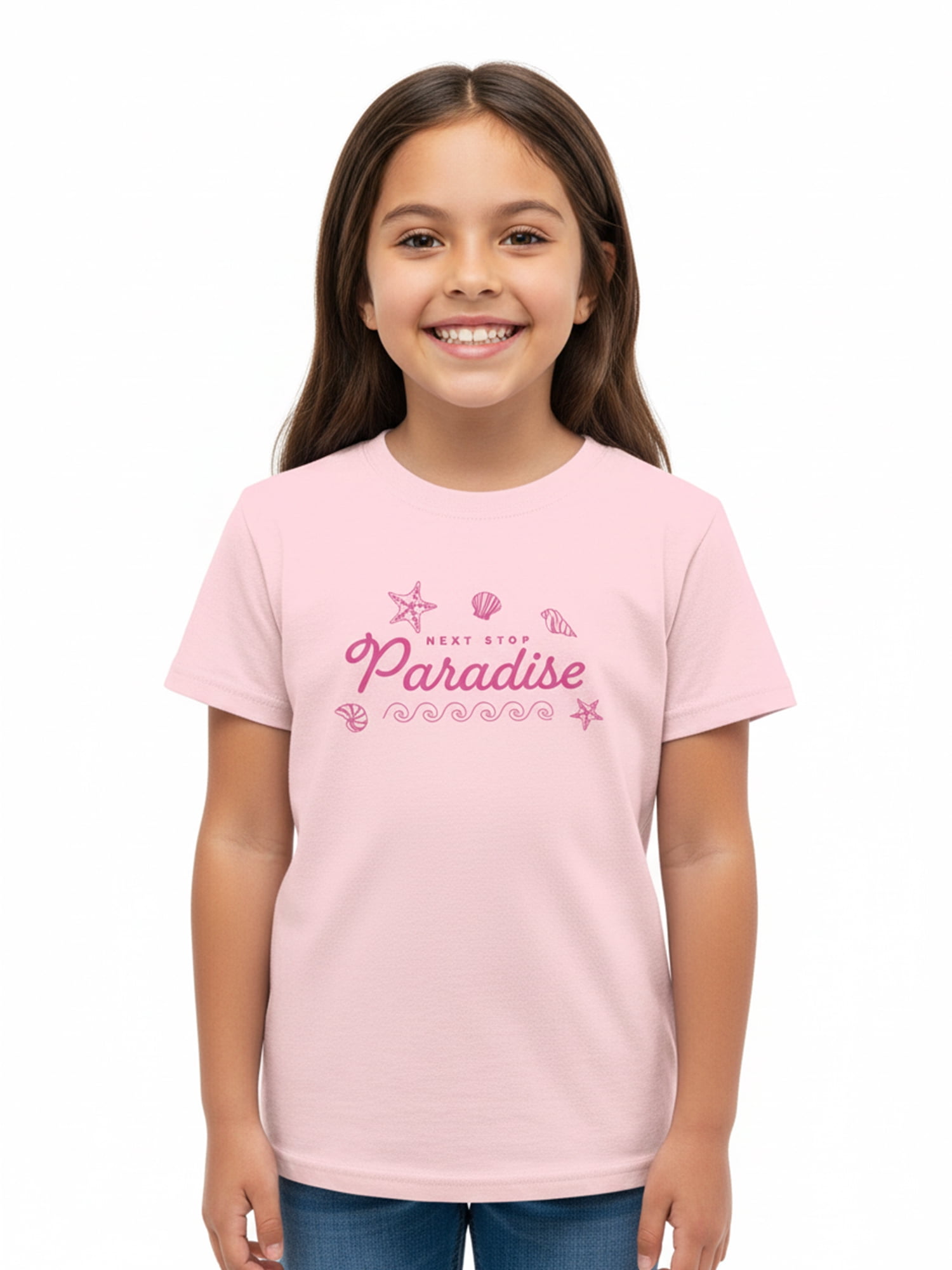 Wonder Nation Girls Delicate Paradise Graphic Tee with Short Sleeves, Sizes 4-18
