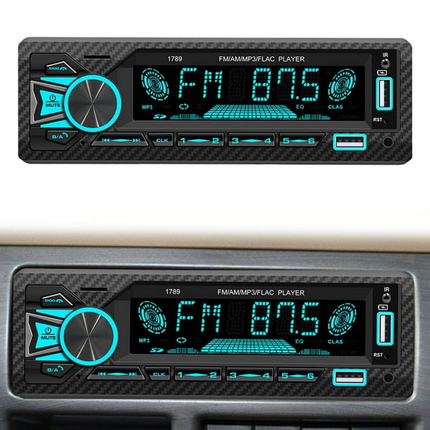 Reproductor MP3 Auto Radio 1 Din In Dash Kit Diente Compatible Con Mando A Distancia Azul