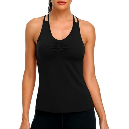 Prana ribbed tank top athletic workout shirt medium built in bra