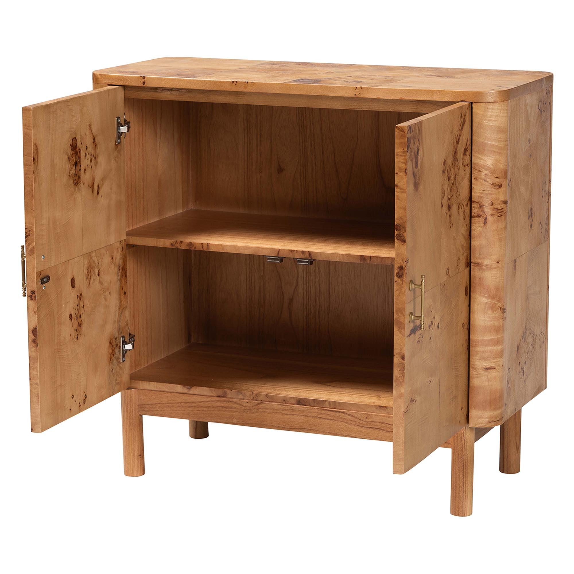 bali & pari Latika Modern Storage Cabinet, 2-Shelf, Mappa Burl