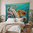 thumbnail image 3 of Octopus Coastal Tapestry for Bedroom Wall Hanging Tapestry, Brown Teal Nautical Summer Ocean Ceiling Backdrop Tapestries Poster Blanket Wall Decor for Teens Room Living Room Dorm 39" x 59", 3 of 8