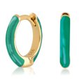 thumbnail image 4 of Gold Plated Teal Green Enamel Huggie Hoop Earrings for Women, 4 of 5
