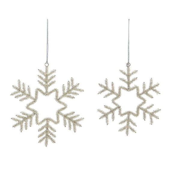 Bead Snowflake (Set of 12) 5.25"H, 6"H Iron/Glass