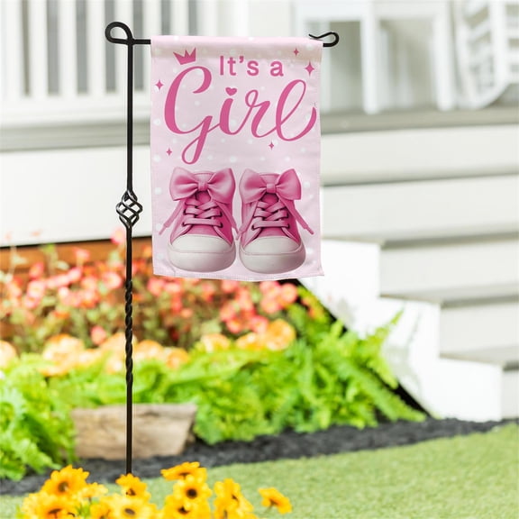 It's a Girl Pink Suede Garden Flag