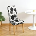 thumbnail image 3 of Dining Room Chair Covers Set of 6, Soft Stretch Kitchen Chair Covers Slipcover Protector, Removable Washable Geometric Parson Chair Covers 6 Pack, Black, 3 of 6