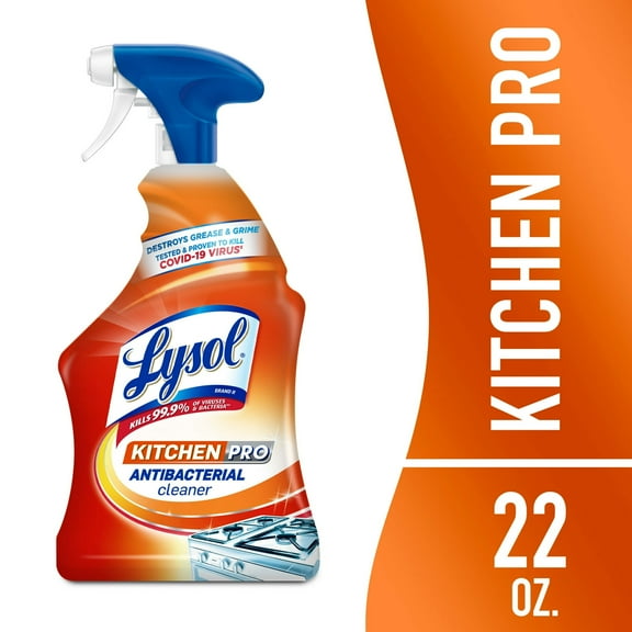 Lysol, Kitchen Pro Antibacterial Cleaner,Spray for Kitchens, No Harsh Chemicals, 22oz (650mL) (pack of 2)