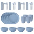 thumbnail image 1 of Nvzi Wheat Straw Dinnerware Sets, 32-Piece Plates and Bowls Sets, Cutlery, Microwave Safe Unbreakable Dinnerware for Parties, Picnic, College Dorm, Camping Light Blue, 1 of 4