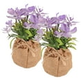 thumbnail image 4 of 2 arreglos de orquídeas artificiales de plástico en macetas para decoración de jardín., 4 of 5
