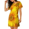 thumbnail image 2 of Sikiie 3D Sunflowers Print Women's Short-sleeved Nightdress, Round Neck Pullover Nightdress Pajamas Summer Home Wear, 2 of 6
